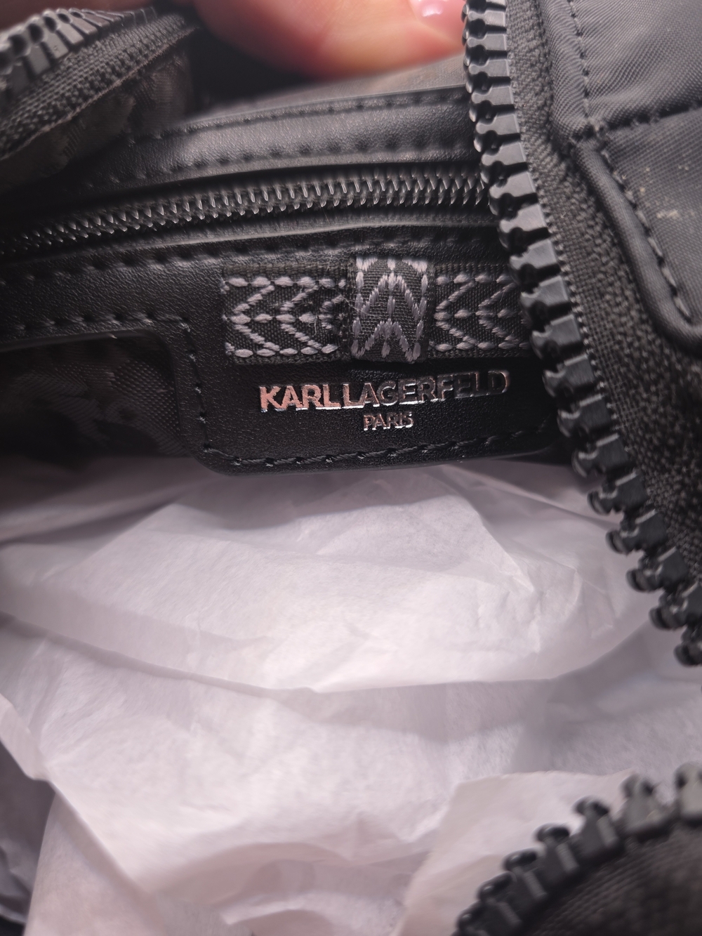 Karl Lagerfeld Black Nylon Crossbody Bag with Character Patch - Picture 14 of 15